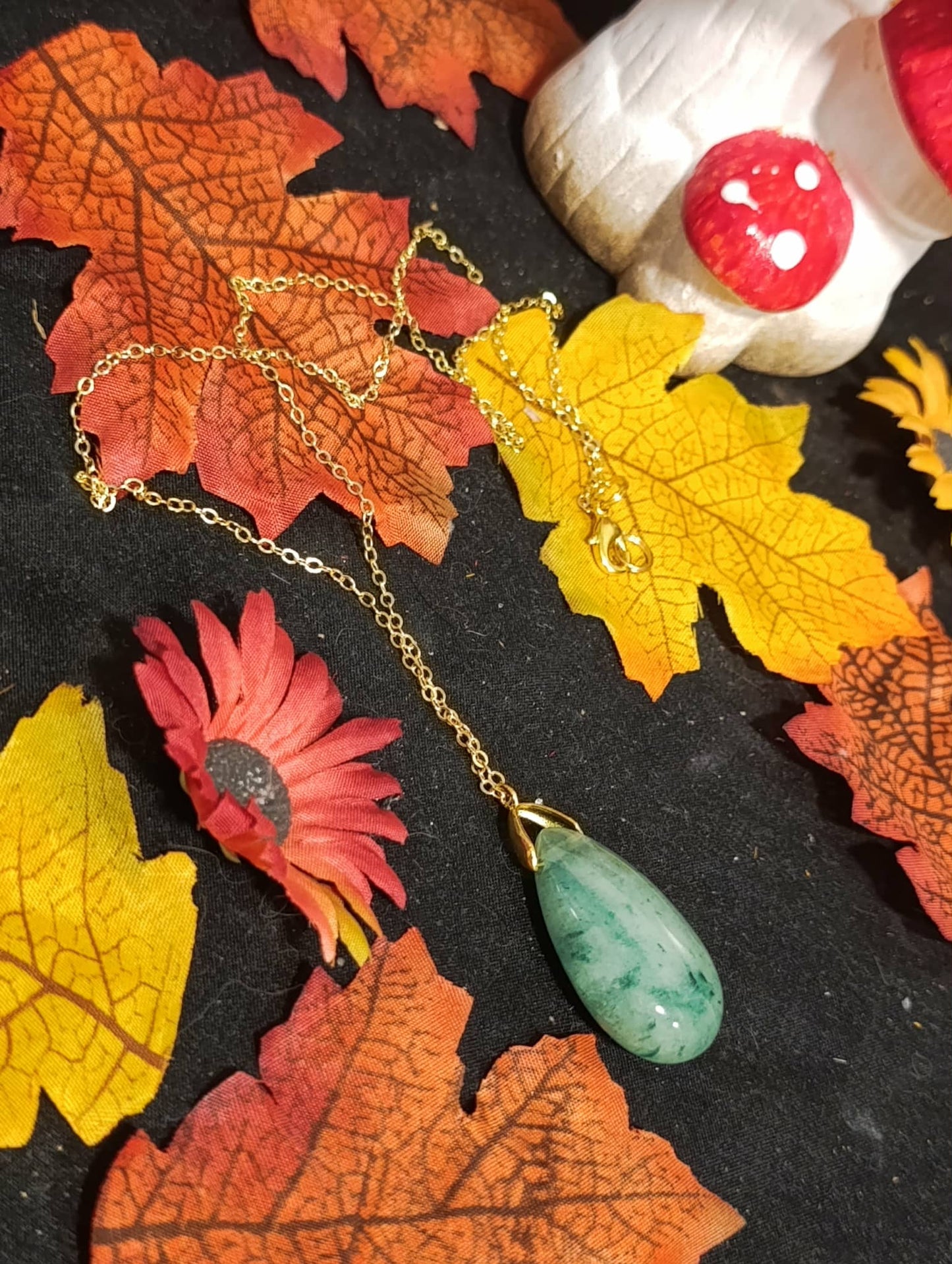 Sautoir goutte Aventurine verte