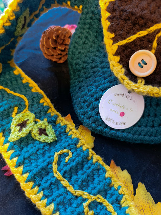 sacoche en crochet artisanale bleu marron