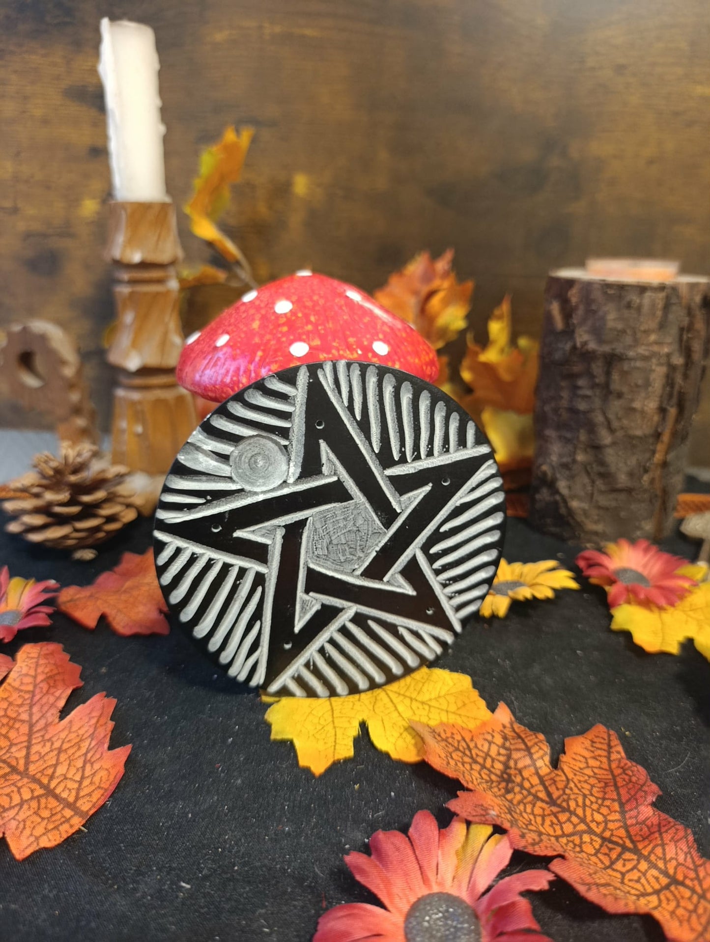 Porte-encens pentacle pierre