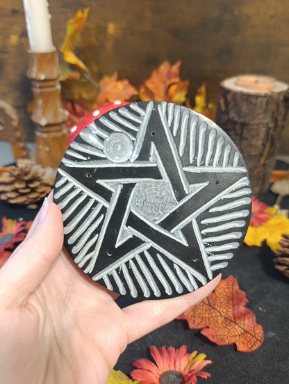 Porte-encens pentacle pierre