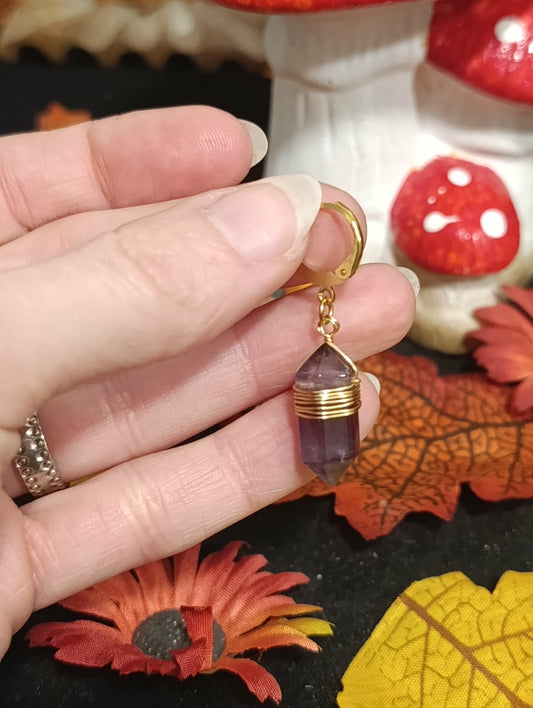 Boucle d'oreille pointe Améthyste