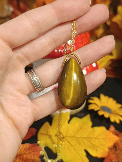 Sautoir goutte Œil de Tigre