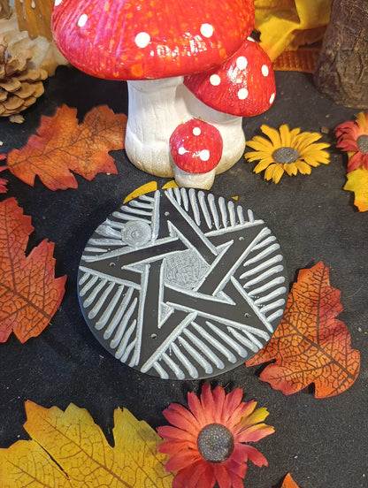 Porte-encens pentacle pierre