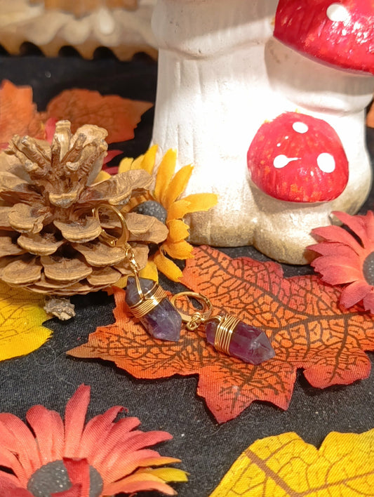 Boucle d'oreille pointe Améthyste