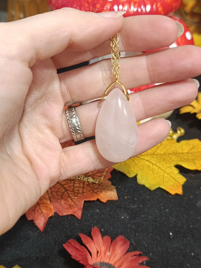 Sautoir goutte Quartz Rose