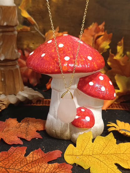 Sautoir goutte Quartz Rose