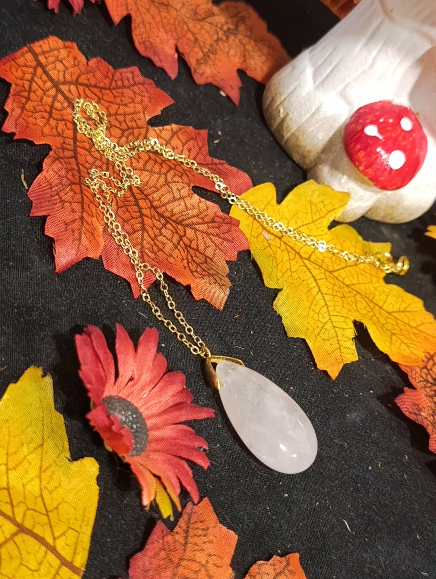 Sautoir goutte Quartz Rose