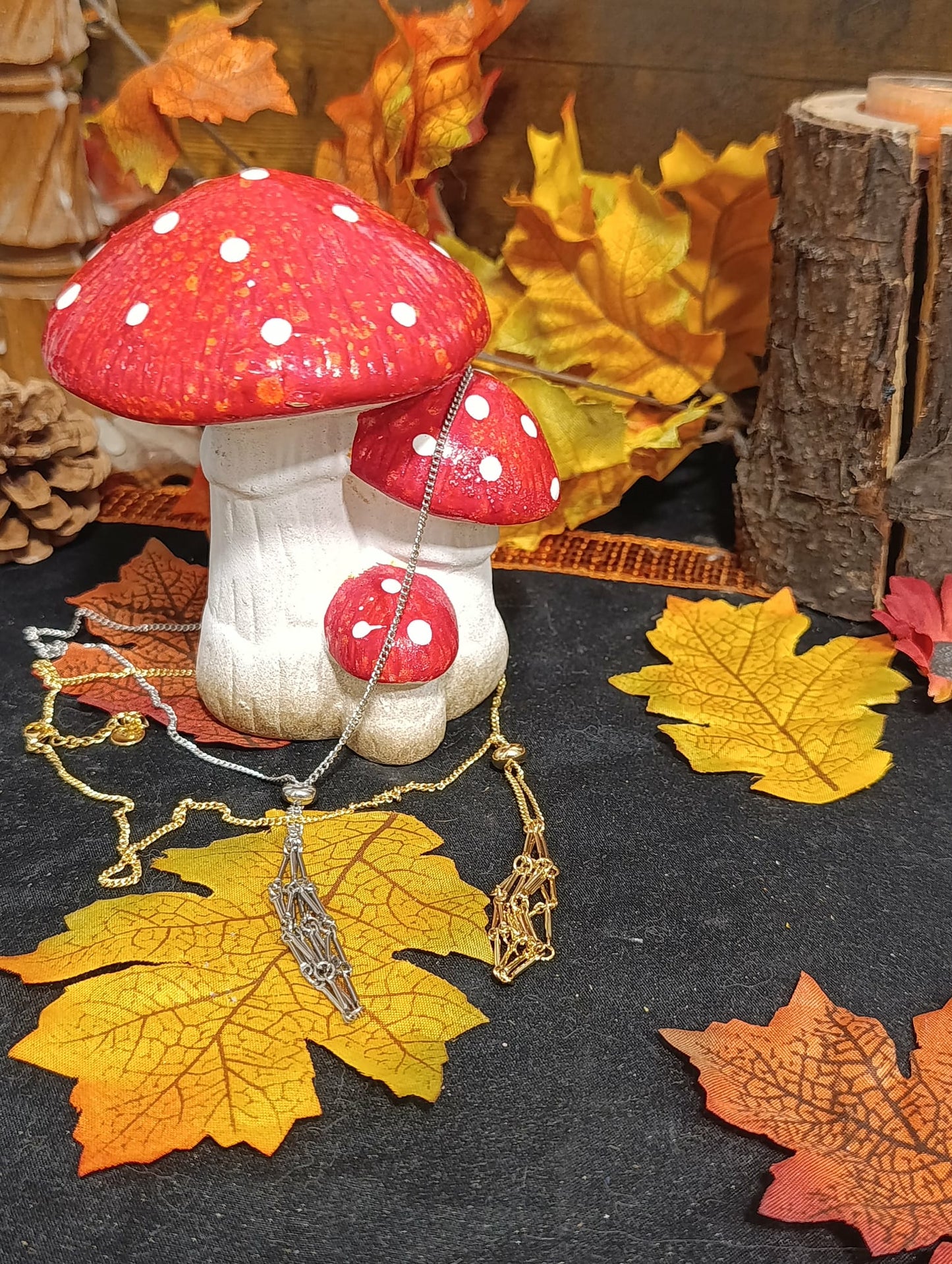 Collier cage pierre acier inoxydable