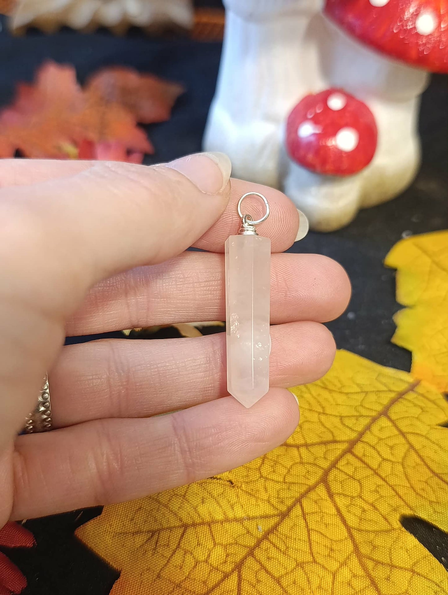 Pendentif pointe Quartz rose