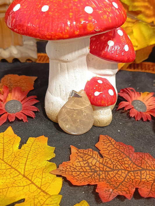 Pendentif Pierre de Lune Orange Goutte