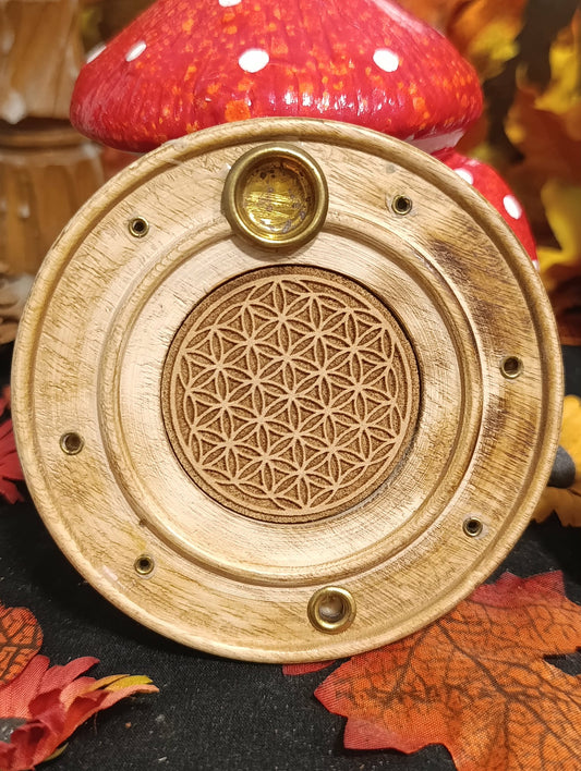 Porte encens bois fleur de vie