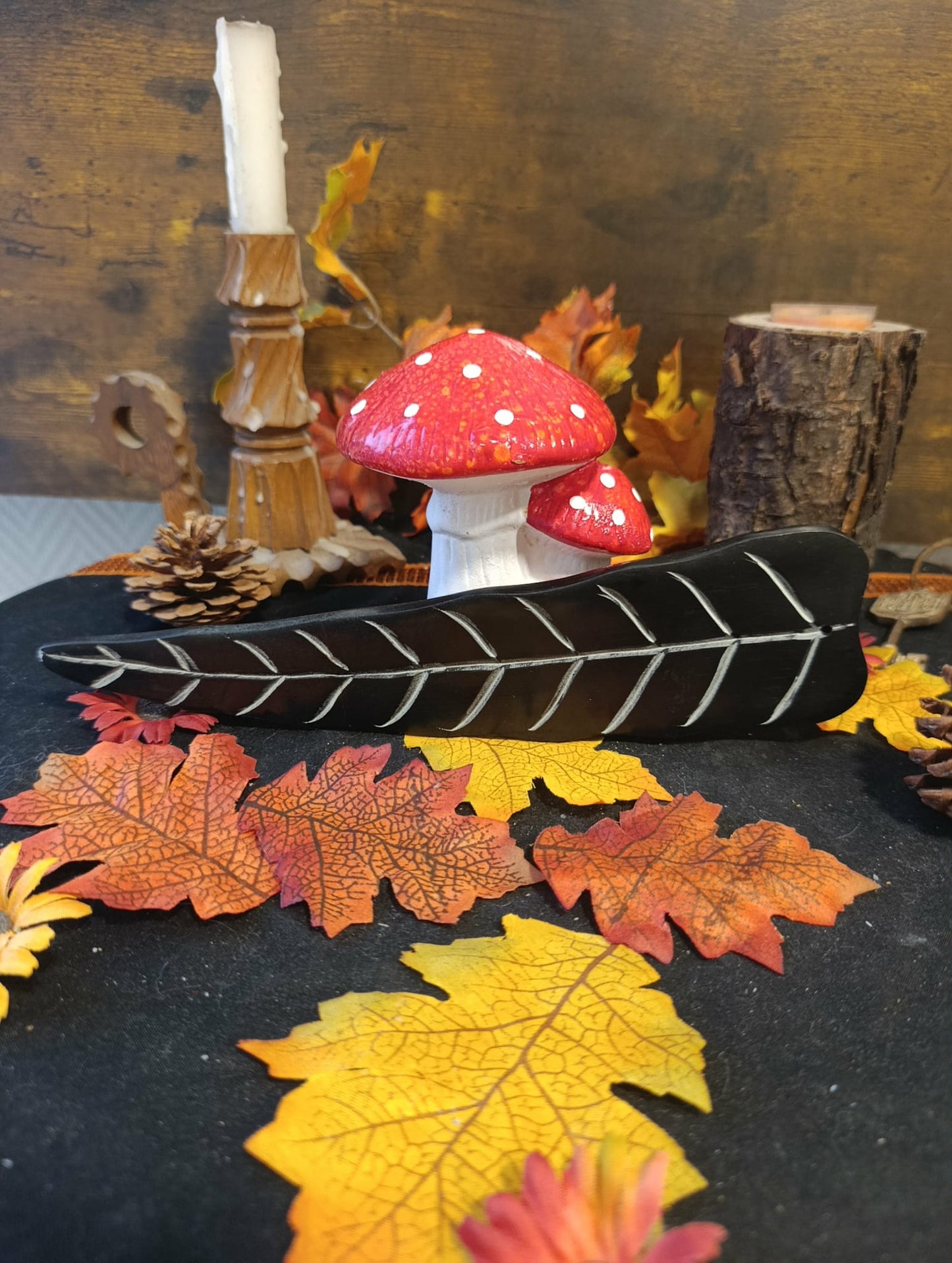 Porte encens feuille pierre