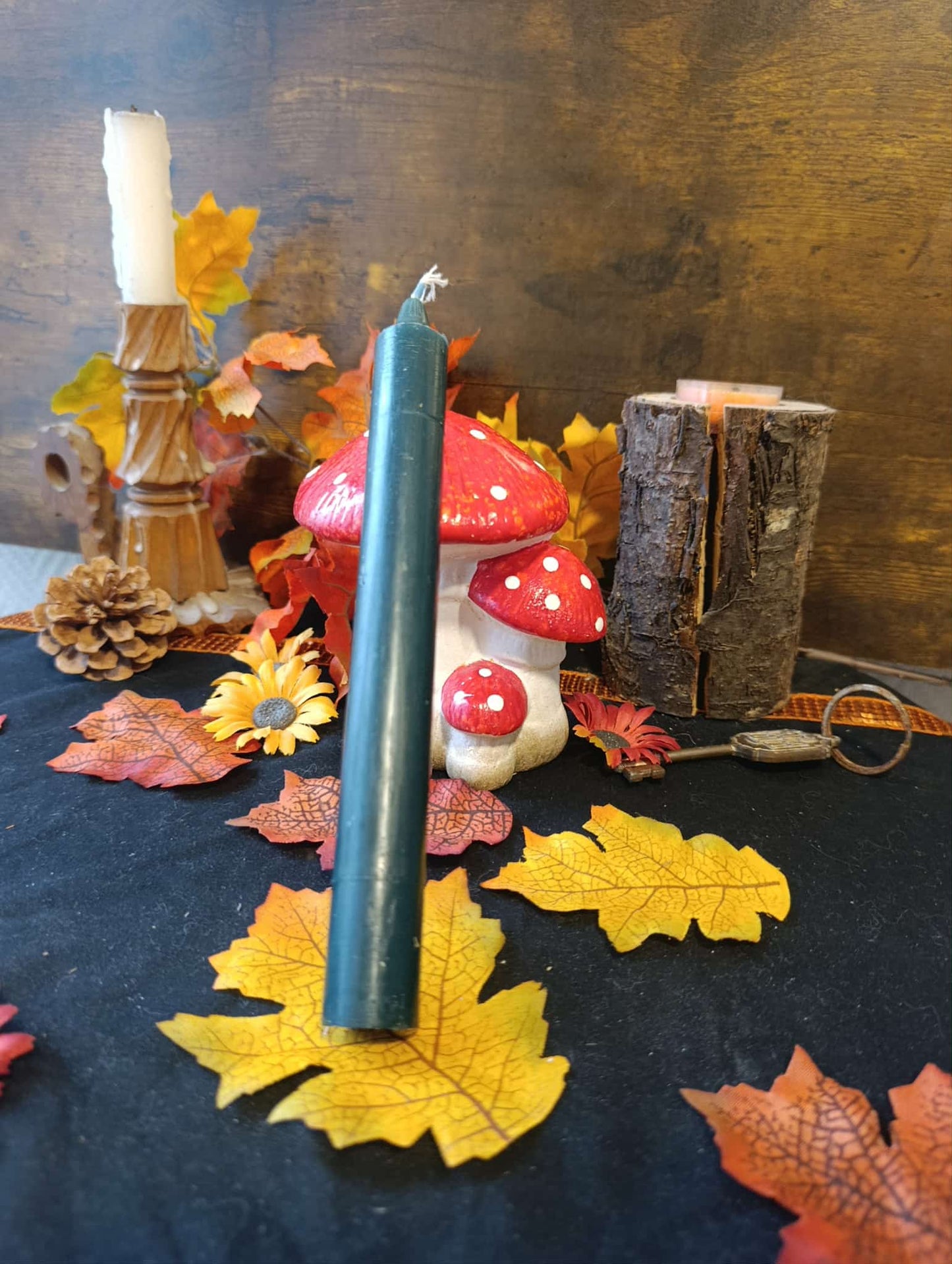 Grande bougie vert foncé