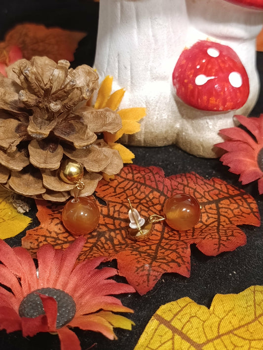 Boucle d'oreille boule Cornaline