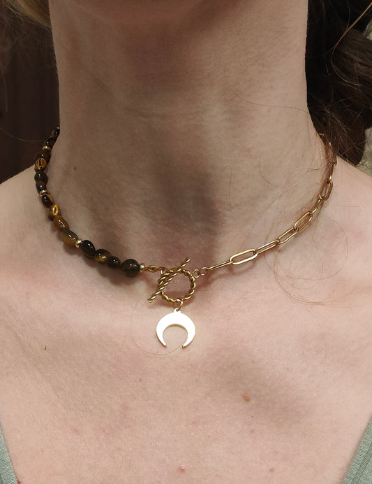 Collier oeil de tigre lune