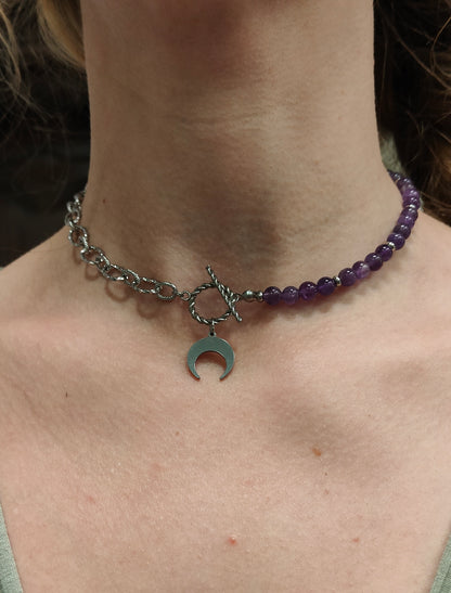 Collier améthyste lune