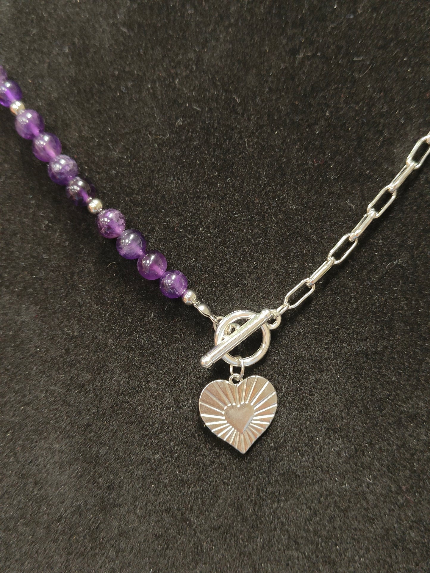 Collier améthyste coeur