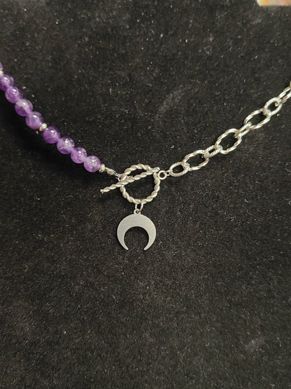 Collier améthyste lune