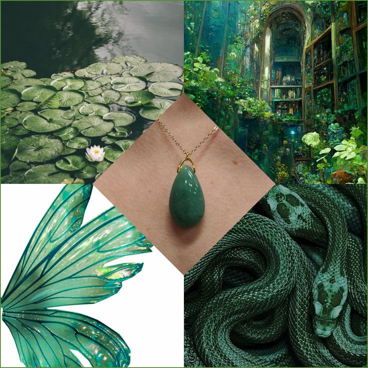 Collier goutte aventurine verte