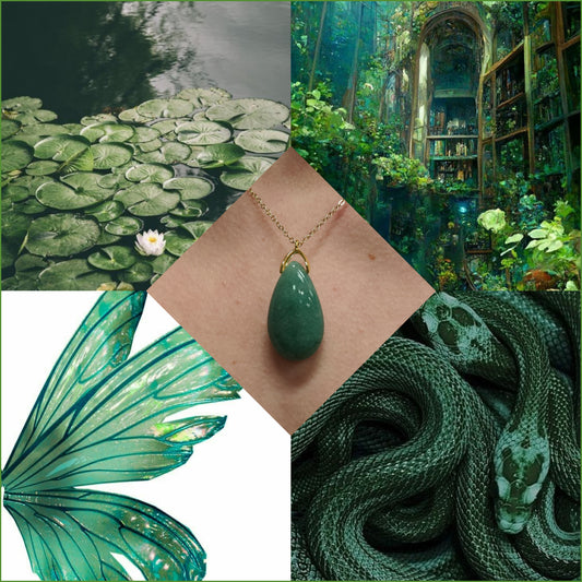 Collier goutte aventurine verte