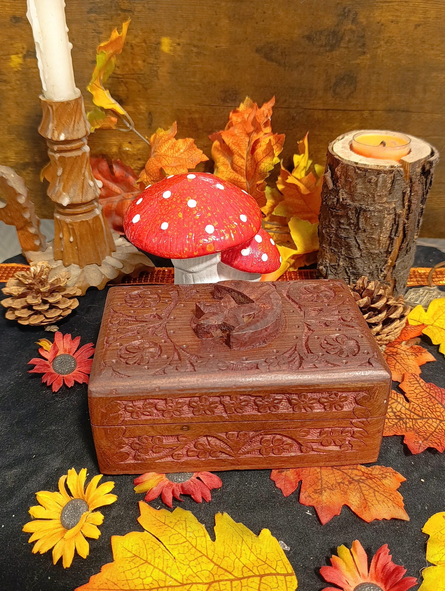 Boite Bois Lune et étoile