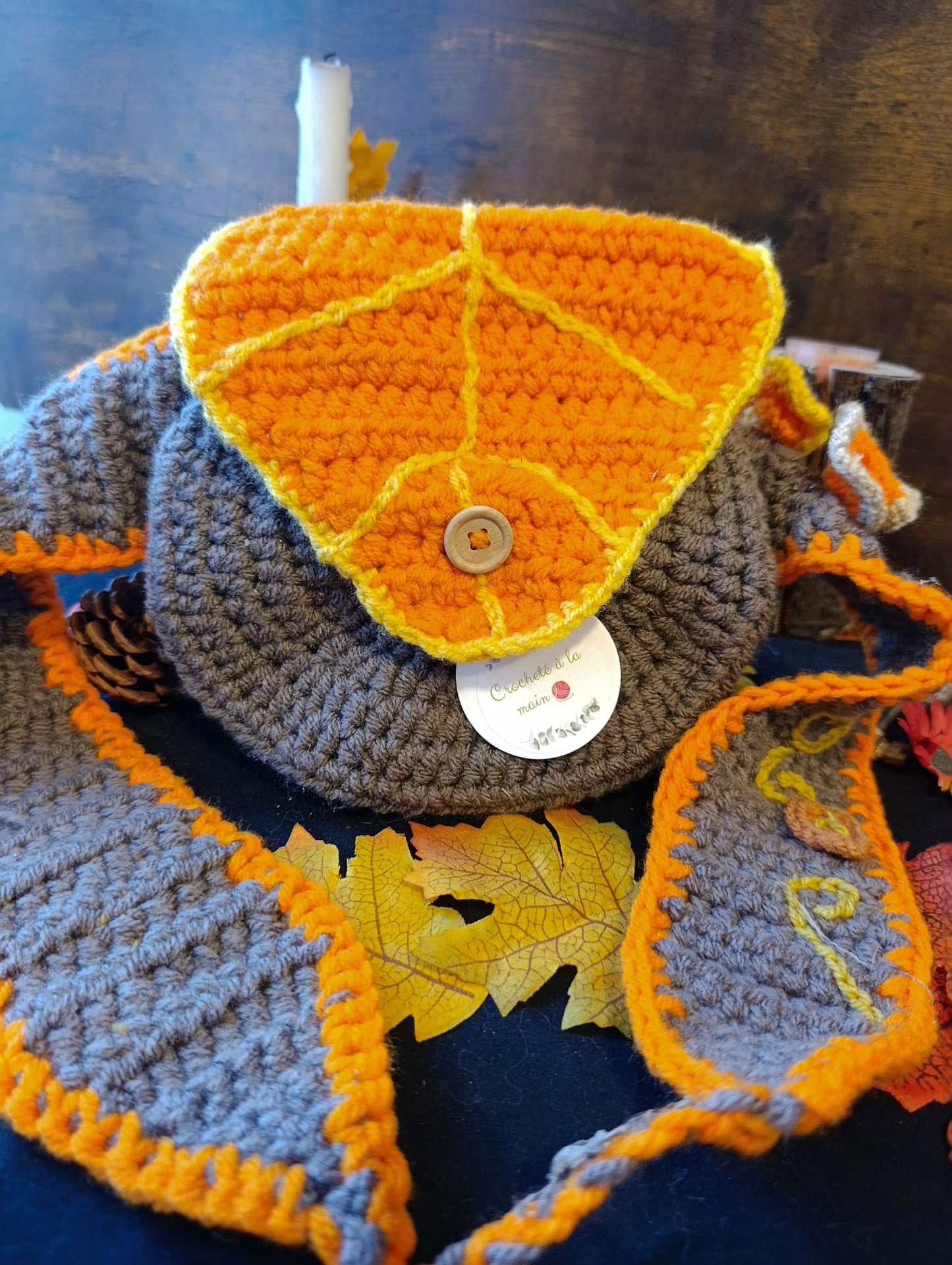 sacoche en crochet artisanale Marron orange
