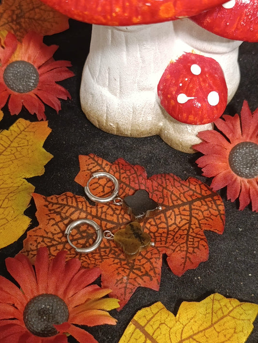 Boucle d'oreille fleur Œil de Tigre