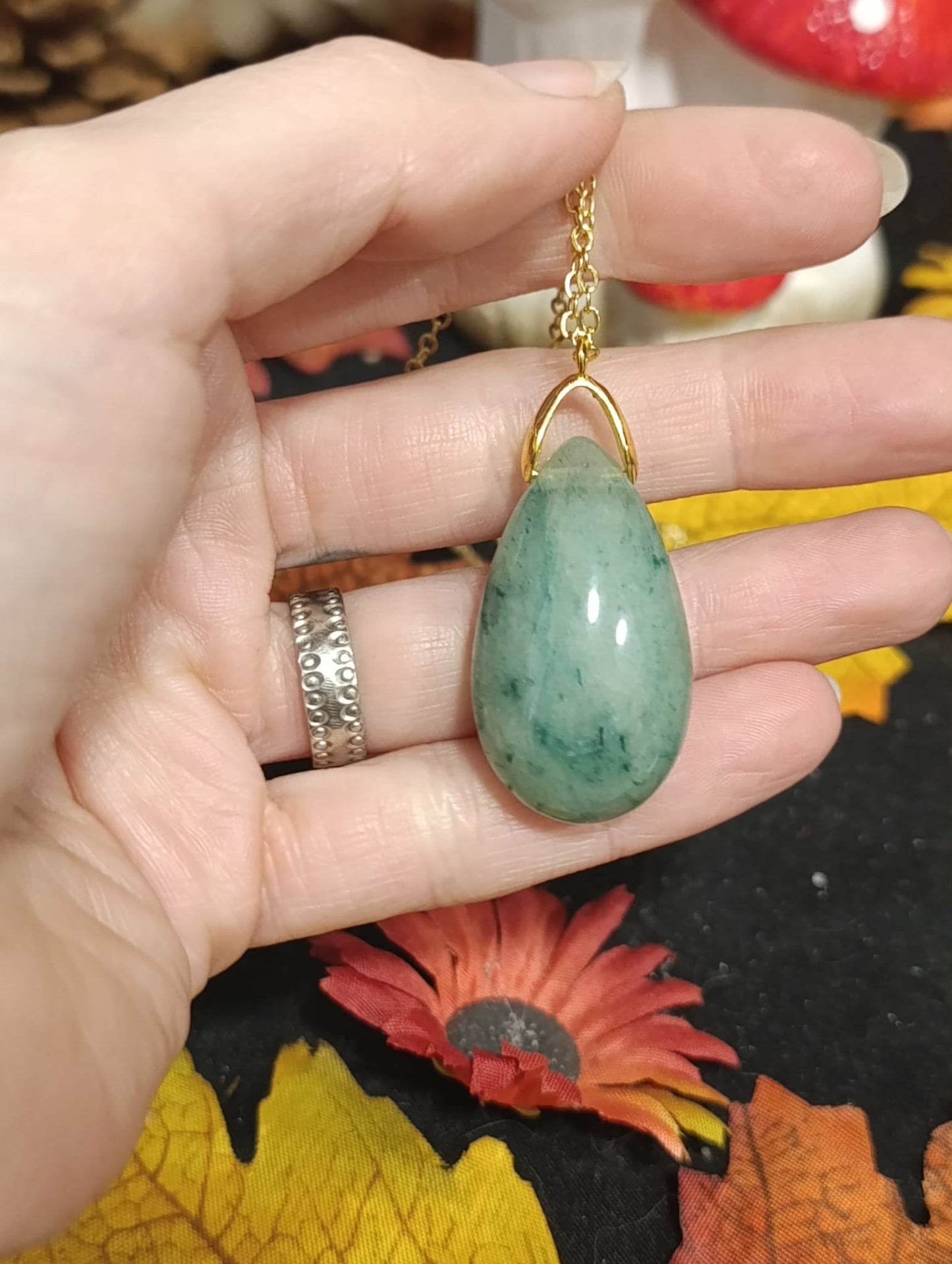 Sautoir goutte Aventurine verte