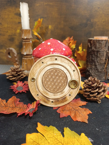 Porte encens bois fleur de vie