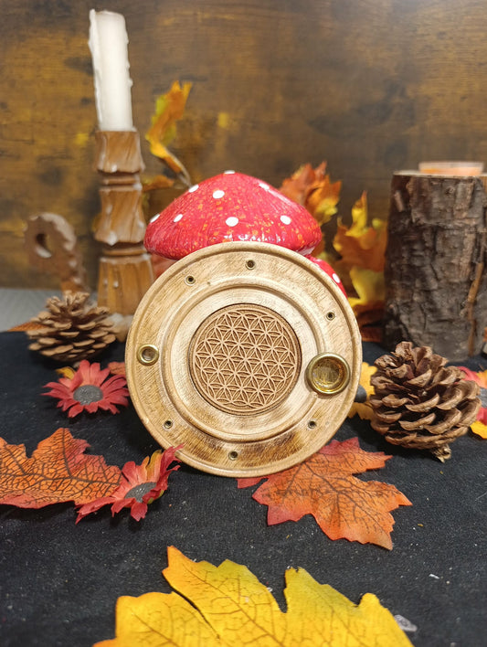 Porte encens bois fleur de vie