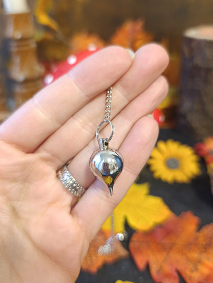 Pendule goutte métal argenté