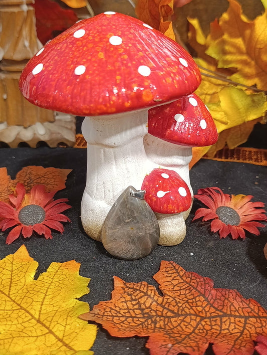 Pendentif Pierre de Lune Noire Goutte