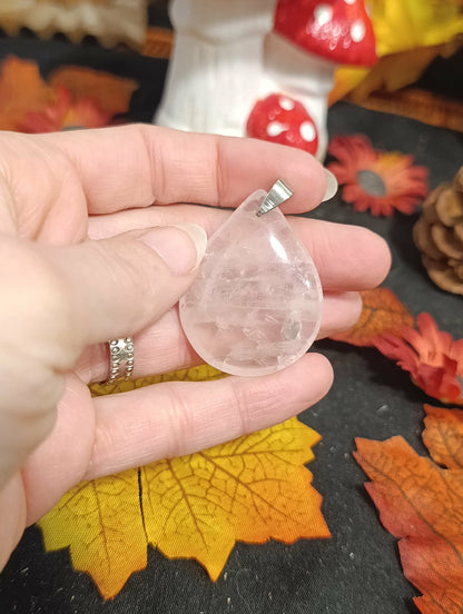 Pendentif Quartz rose goutte