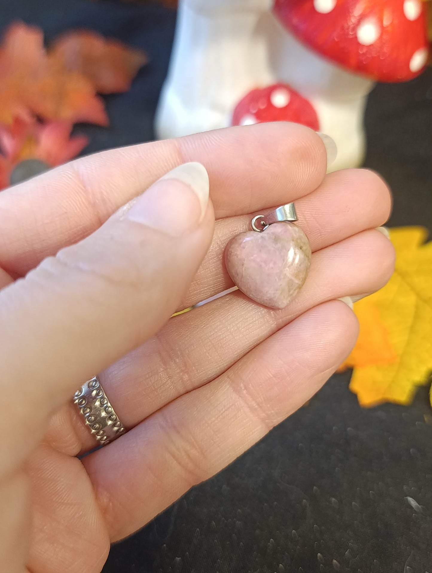 Pendentif cœur Rhodonite