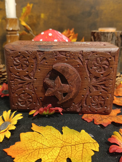 Boite Bois Lune et étoile